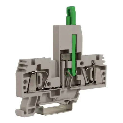 [HF248GR] Spring Clamp 5x20mm Fuse Terminal Block, 48V LED blown fuse indication