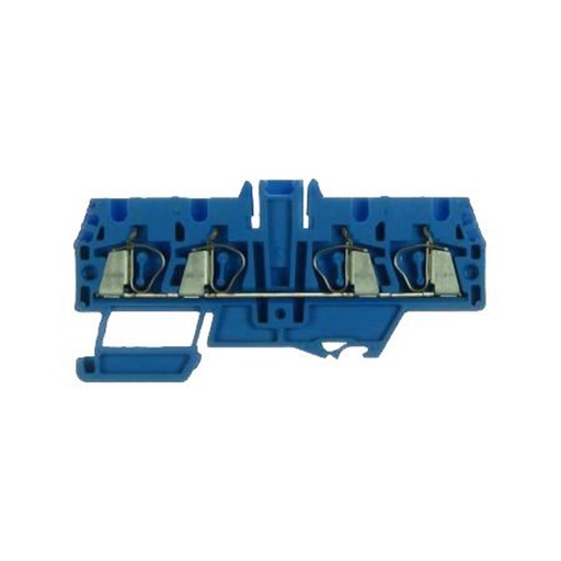 [HI520] 4 Wire Spring Terminal Block, DIN Rail Mount, Exe Rated Screwless Terminal Block For 4 Wires, Blue, 24-12 AWG, 20 Amp, 600V, 5.2mm, 