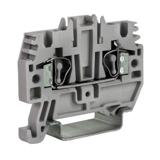 [HM500GR] 2 Wire Spring Terminal Block, DIN Rail Mount, Screwless Feed Through Terminal Block For 2 Wires, 24-12 AWG, 20 Amp, 600V, 5.2mm, 