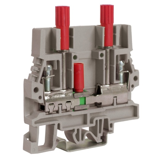 [SB210GR] Sliding Link, Disconnect Terminal Block, DIN Rail Mount, Equipped With 2 Red Test Sockets, 20-8 AWG, Gray Housing