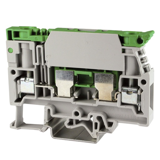 [SR300GR] DIN Rail Terminal For 1/4 x 1 1/4 Inch Glass Fuse, Lever Style, 20-8 AWG,