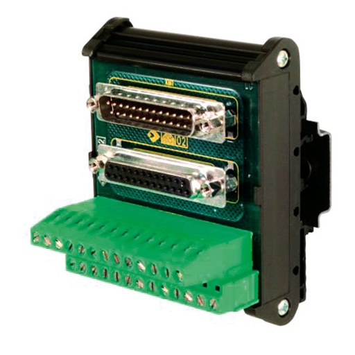 [XISD25FM] DB25 Male And Female Breakout Board, Includes One Male DB25 and One Female DB25, Screw Clamp Terminals, XISD25FM