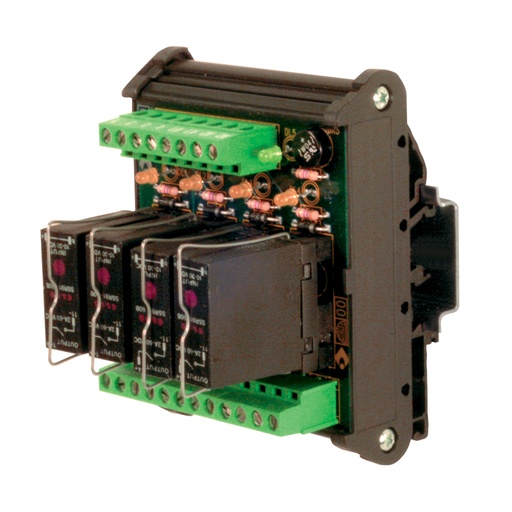 [XR042S24] Solid State DIN Rail Mount pluggable (SSR), 4 relays, DC Load, +/- Common, 2 Amp