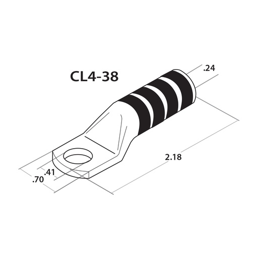 [2395594] #4 AWG, 3/8 Inch Stud, Long Barrel Compression Lug, Gray, CL4-38.