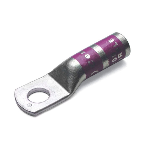 [2396385] 1/0 AWG, #10 Stud, Long Barrel Compression Lug, Pink