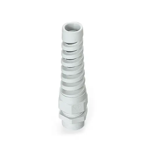 [3002205] M12 Spiral Cable Gland, Spiral Strain Relief Connector, Flexible Strain Relief, UL Listed, Gray