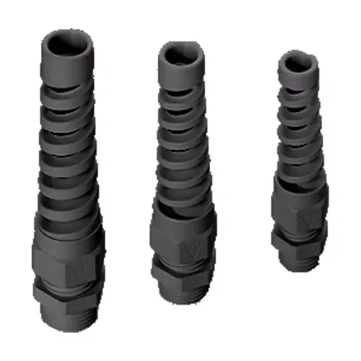 [3002216] M20 Threaded Spiral Cable Gland, Cable Strain Relief Connector, Flexible Strain Relief, UL Listed, Black