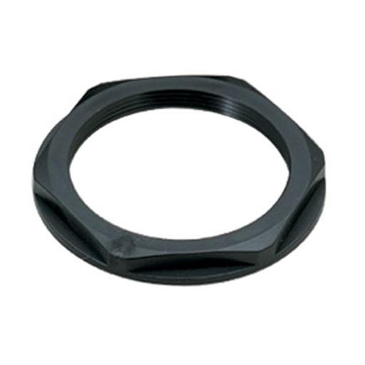 [3005026] ASI PG13.5 threaded locknut with collar, black plastic, IP68