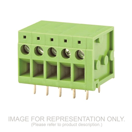 [ASIWJ105RA-5.0-11P] 5 mm Pitch Dual-Pin Fixed Printed Circuit Board (PCB) Terminal Block, Screw Clamp, 11 position