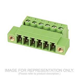 [ASIWJ15EDGKRN-3.81-10P] 10 Position, 3.81 mm Pitch Terminal Block Inverted Plug, Pin Connector, Screw Locks, Screw Clamp, 28-16AWG