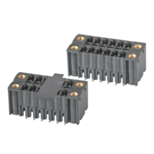 [ASIWJ15EDGVHBM-THT-3.81-10P] 3.81 mm Pitch Printed Circuit Board (PCB) Terminal Block Vertical Header with Screw Locks, Reflow Applications