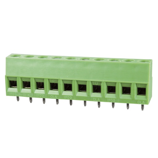 [CLA5.08-10VE] 10 Position PCB Terminal Block, 5.08mm Pin Spacing, PCB Screw Terminal For 30-12AWG
