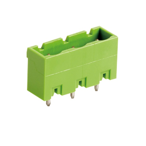 [CPM7.62-10VE] 10 Position PCB Terminal Block Header With Closed Ends, Vertical, 7.62mm Pin Spacing, Polarizing Ribs, Green Housing