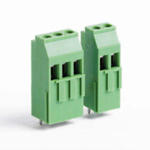 [MRT18P5.08-2V07VE] 2 Position Green Fixed PCB Terminal Block | Mid Levels | 5.08mm Pin Spacing | Horizontal Wire Entry with Screw Clamp | 30-12 AWG | 20A, 300V
