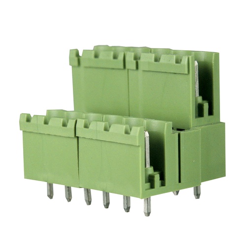 [MRT21P5-6VE] 2 Level, 6 Position PCB Terminal Block Connector Header, 5mm Pin Spacing, Vertical Entry For Pluggable Terminal Block, Interlocking Housing, Green
