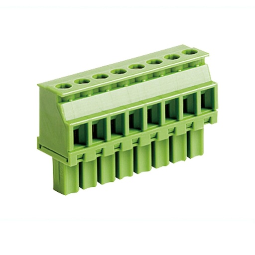 [MRT22P3.5-10V01VE] 10 Position Pluggable Terminal Block, Screw Terminal Connector, 3.5mm Spacing, Wire Entry Polarization Side,  Green Housing, 30-16 AWG