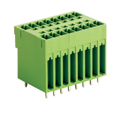 [MRT33P3.81-10SQVE] 10 position, 2 Row PCB Pluggable Terminal Block Header, 3.81mm Spacing, Horizontal Header,  Green Housing