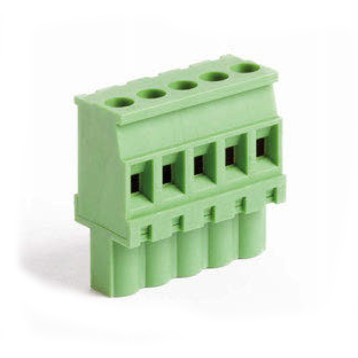 [MRT3P5.08-10VE] 10 Position Pluggable Terminal Block, Terminal Block Connector, 5.08mm pitch, Green Housing, Wire Entry On Polarization Side Of Plug, 24-12AWG