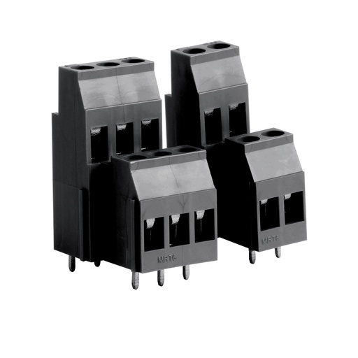 [MRT6P5-2NE] 5&nbsp;mm Pitch fixed Printed Circuit Board (PCB) terminal block Screw Clamp double-level modular interlocking, 2 position, Black