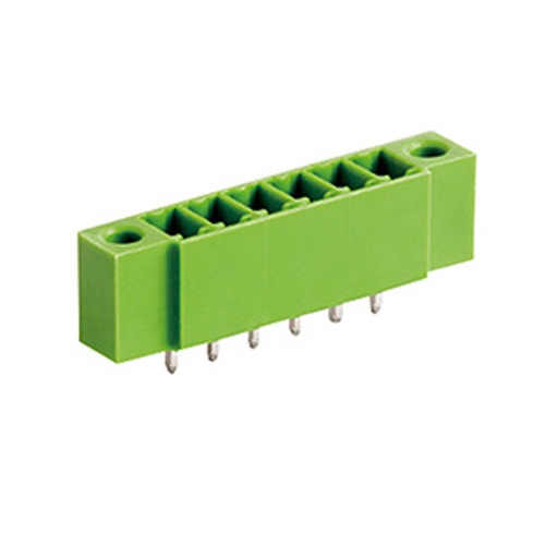 [MRT9P3.81-10FV] 10 Position PCB Terminal Block Header, Threaded Flange, 3.81mm Pitch, Vertical, Green Housing, For 3.81mm Terminal Block Connectors With Screw Locks