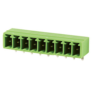 [MRT9P3.81-9SQVE] 9 Position PCB Terminal Block Header, 3.81mm pitch, Horizontal, Green Housing, For Use With 3.81mm High Density Pluggable Terminal Blocks