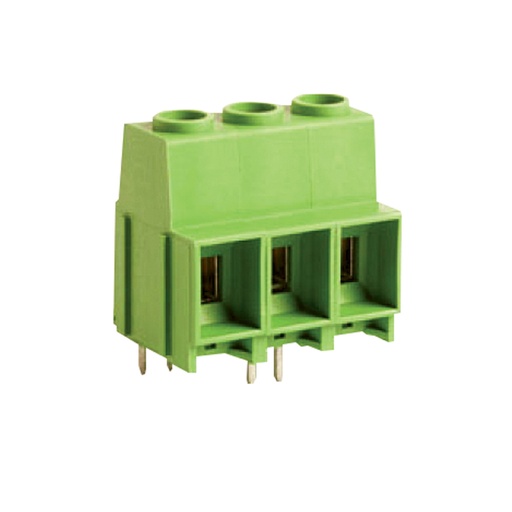 [PWT1-P10.16-3BF] 10.16 mm Pitch Fixed Printed Circuit Board (PCB) Power Terminal Block,  3 position, Staggered PCB Solder Pins, Screw Clamp