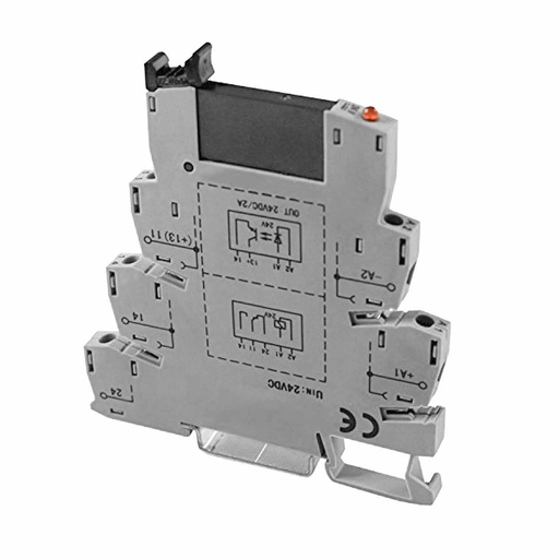 [ASI317003] 24V DC Solid-State Relay Module | 48V DC 100mA Output | 6.2mm Width | Pluggable DIN Rail Terminal Block Relay | UDK-PLC-O 24VDC