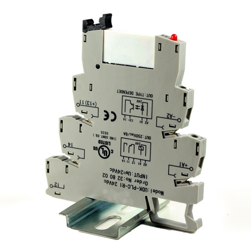 [ASI328002] Terminal Block Interface Relay Module | 24V DC Coil | 6A 250V AC/30V DC | Pluggable DIN Rail Mount Relay | LED Indicator | UL Listed | ASI328002