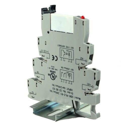 [ASI328003] Terminal Block Interface Relay Module | 24V AC/DC | 6A 250V AC/30V DC | Pluggable DIN Rail Mount Relay | LED Indicator | UL Listed | ASI328003