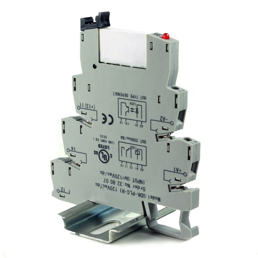 [ASI328007] Terminal Block Interface Relay Module | 120V AC/DC | 6A 250V AC/30V DC | Pluggable DIN Rail Mount Relay | LED Indicator | UL Listed | ASI328007