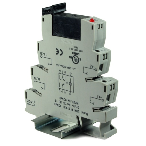 [ASI328011] Terminal Block Relay, DIN Rail Relay 12V, DPDT Relay DIN Rail Mount, Coil 12Vdc, Coil 8A 250Vac Contact