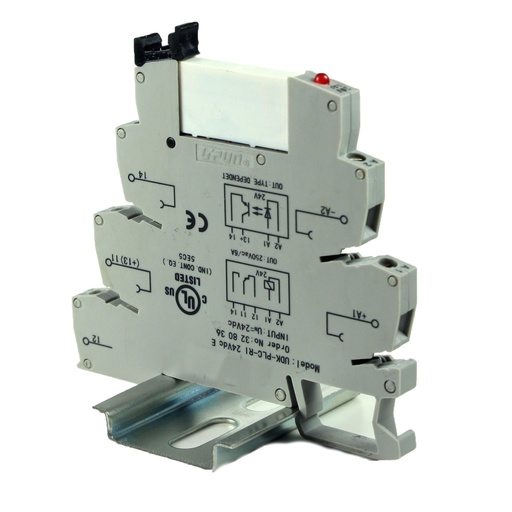 [ASI328036] Terminal Block Relay, DIN Rail Relay 24V, Interposing Relay 24Vdc, Low Profile Height, SPDT, 24Vdc Coil, 6A 250Vac Contact, ASI328036