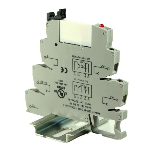 [ASI328040] Terminal Block Relay, DIN Rail Relay 120V, Interposing Relay 120Vac/dc, Low Profile Height, SPDT, 120Vac/dc Coil, 6A 250Vac Contact, ASI328040