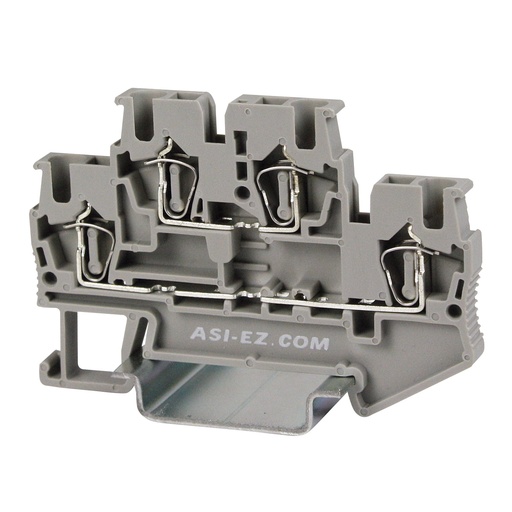 [ASI421022] 2 Level Spring Terminal Block, DIN Rail Mount, Screwless Terminal Block With 2 Levels, 5.2mm Wide, UL 28-12 AWG, 20A, 600V