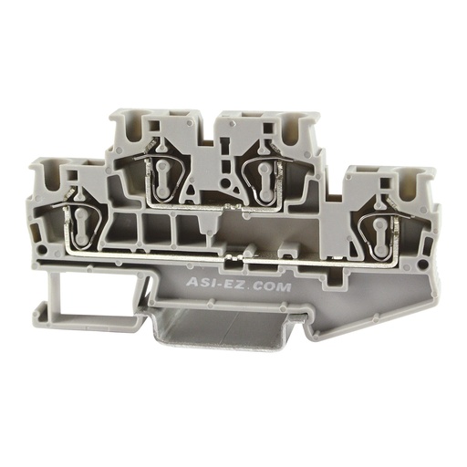[ASI421023] 2 Level Spring Terminal Block, DIN Rail Mount, Screwless Terminal Block With 2 Levels, 5.2mm Wide, UL 28-10 AWG, 30A, 300V