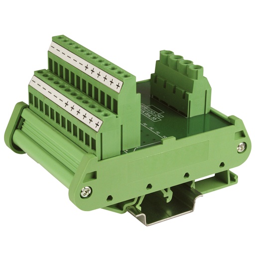 [ASI471078] DIN Rail Power Distribution Terminal Block Module, 2 Inputs And 12 Outputs, Rated 16A Per Circuit