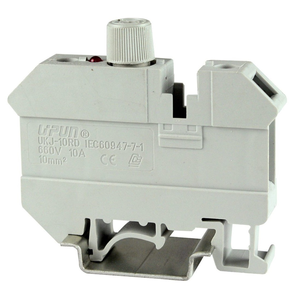 10-Piece ASK1EN Terminal Block Set - 6.3A DIN Rail Mount Fuse Holder For Electrical Wiring (Grey)