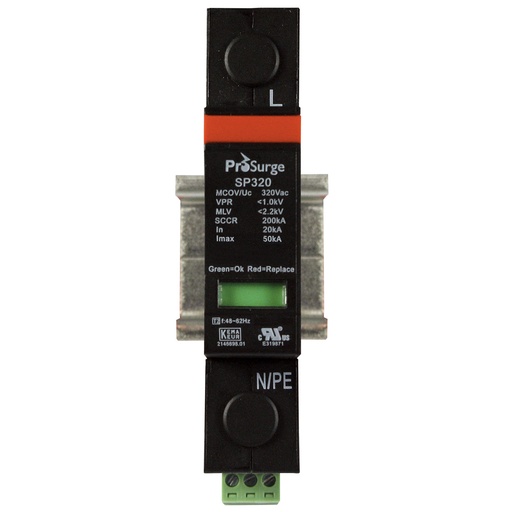 [ASISP320-1P] 277V Surge Protector, DIN Rail Mount, 320VAC MCOV, Two Wire Single Phase, ASIPSP320-1P