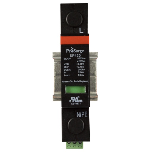 [ASISP420-1P] 347V Surge Protector, DIN Rail Mount, 420Vac MCOV, Two Wire Single Phase, ASIPSP420-1P