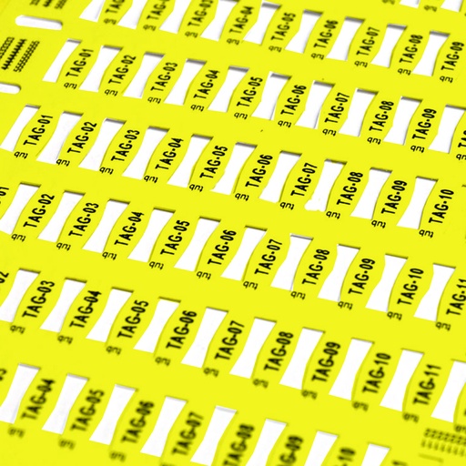 [44043] Cable Tags Push-in Markers Precut, 4x20mm Yellow, Roll of 10,200 Tags
