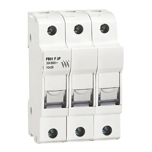 [AFB01F3P] DIN Rail 600V Fuse Holder | 3-Pole Cartridge Fuse Holder | 30A 10x38mm Midget Fuse Block
