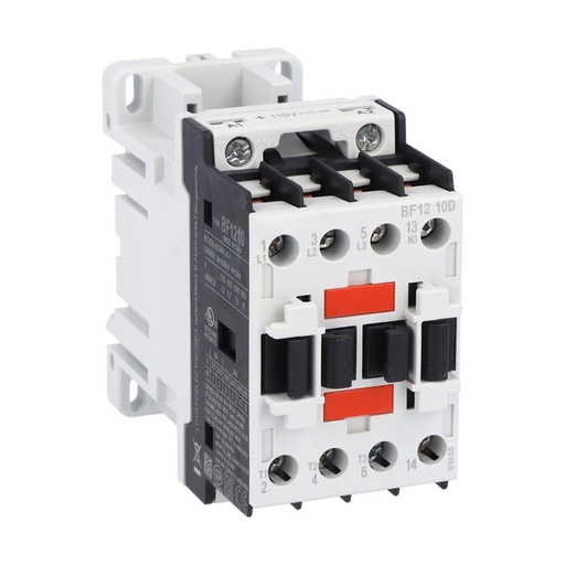 [BF1210D024] 3 Pole Contactor, 12A, 24 Vdc Coil, UL 60947-1/UL508, 1 NO Aux Contact