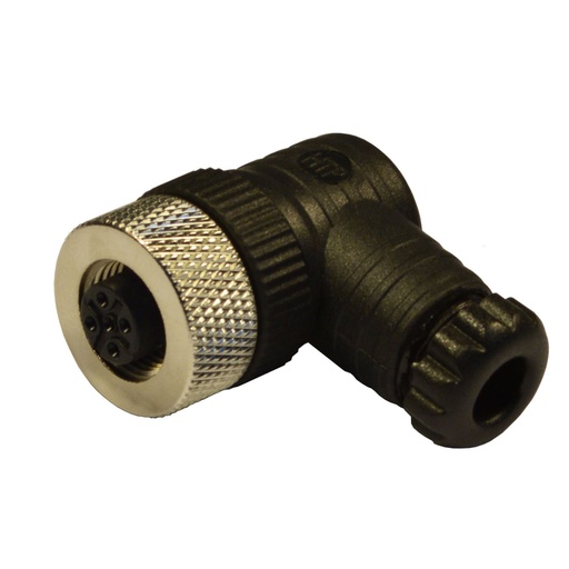[12FT8000] M12 90 Degree Female field wireable connector with screw terminal, PG7 cable gland, clear, 8 pole