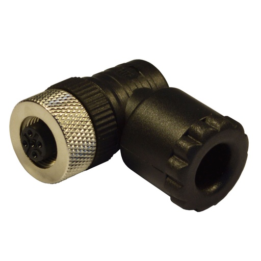 [12FU8000] M12 90 Degree Female field wireable connector with screw terminal, PG9/11 cable gland, black, 8 pole