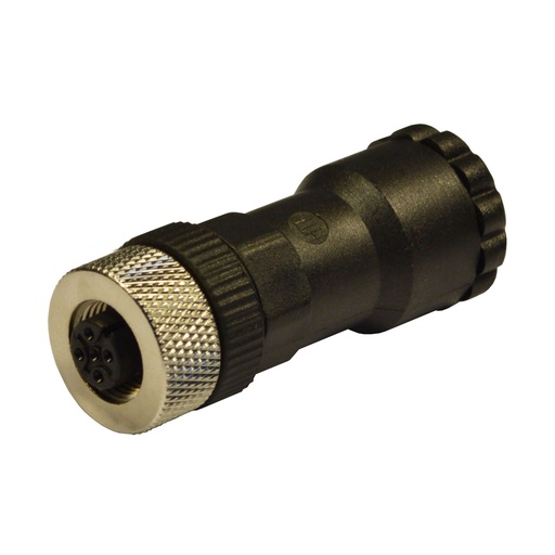 [12FZ8000] M12 Straight Female field wireable connector with screw terminal, PG7 cable gland, clear, 8 pole