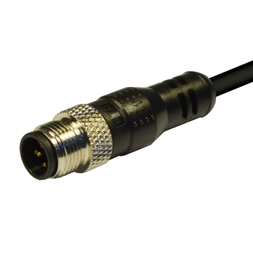 [12MD4B3Z] M12 Cable Assembly with 4 Pin straight male connector to a 3 meter PVC open ended cable, Unshielded, 250Vac, 4