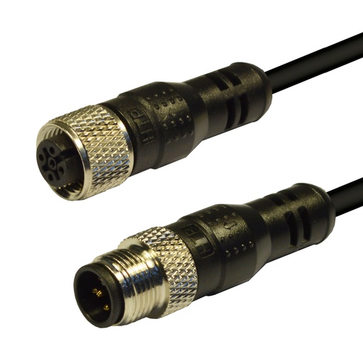 [12MD5A5Z12FD] M12 Straight Male to M12 Straight Female, 5-Pole, A-Coded, 5 Meter PUR Cable