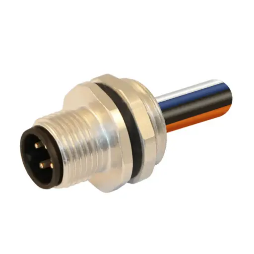 [12MP5A0B-PG9] M12 male connector, pre wired Front Mount, 5 pole