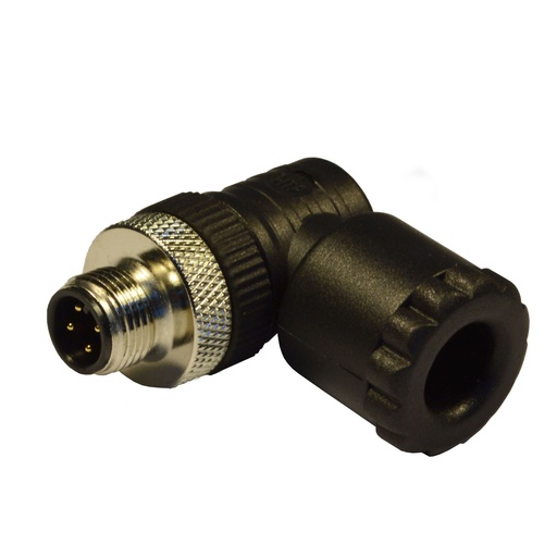 [12MU4000] Field Wireable M12 Connector Male 4 Pole Right Angled PG9/11 cable gland, black