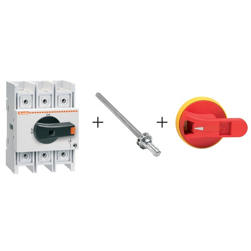 [GA100PKIT] 100 Amp Rotary Disconnect Switch With Pistol Grip Handle And 200mm Shaft, Door Mount 100 Amp Motor Disconnect Switch Kit, 3 Pole, GA100PKIT